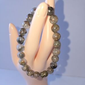 Rare Amphibole Phantom Thousand Layer Quartz 9mm Bracelet